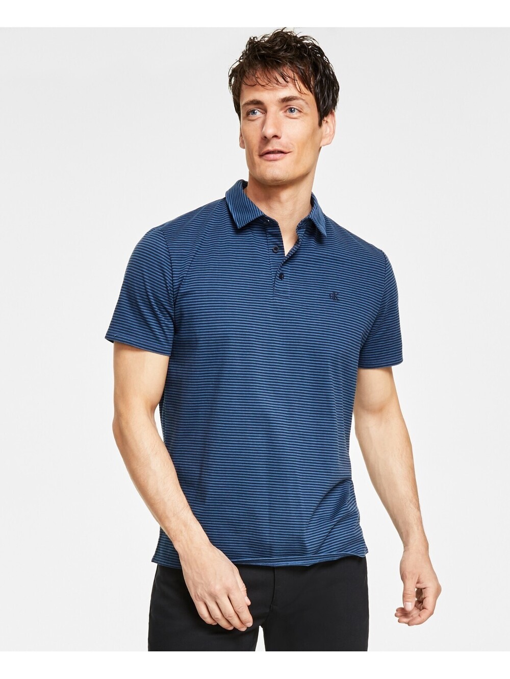 Calvin Klein Mens Striped Collar Polo Size M